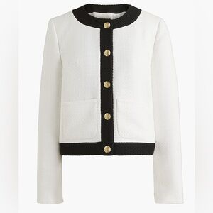 NWOT J. Crew Tweed Lady Jacket White Black Gold Buttons Size 18